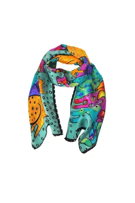 Artsy Cats & Dogs Silk Scarf