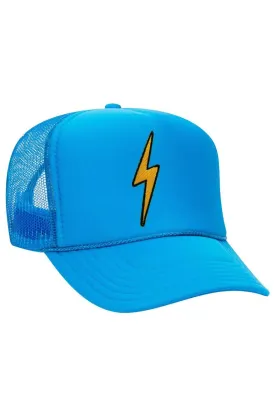 Aviator Nation Bolt Vintage Trucker Hat In Neon Blue Aviator Nation Bolt Vintage Trucker Hat In Neon Blue