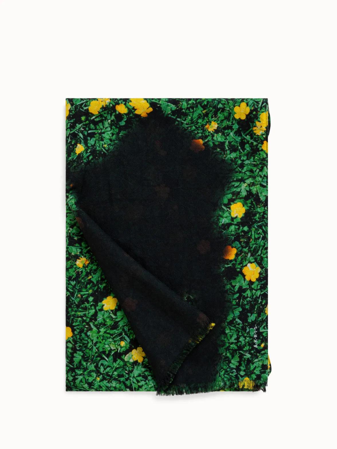 Cashmere Silk Scarf with Buttercups Print