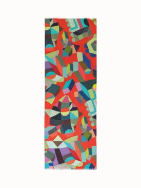 Cashmere Silk Scarf with Indian Summer Print