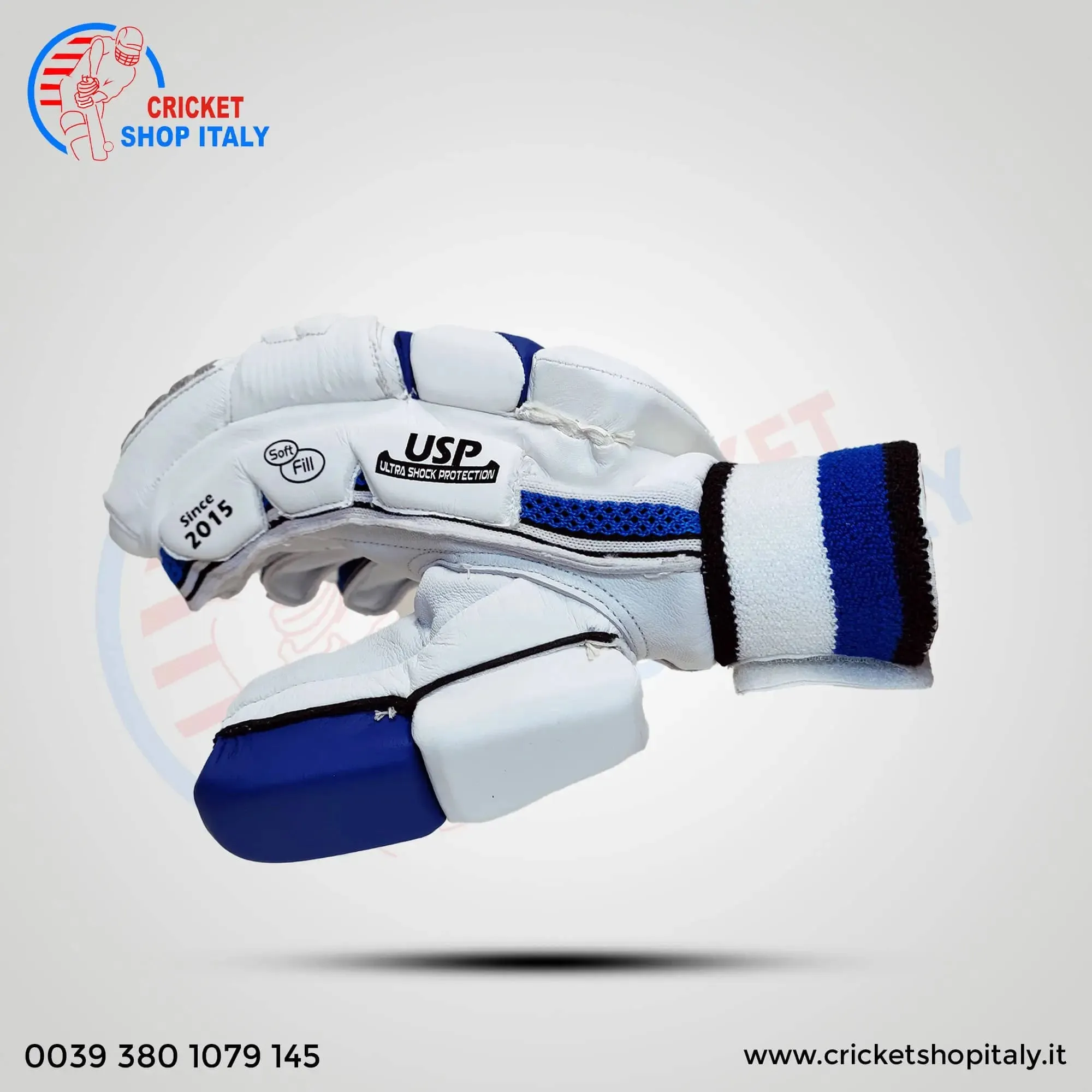 DS D 1.0 White/Blu Batting Gloves Adult