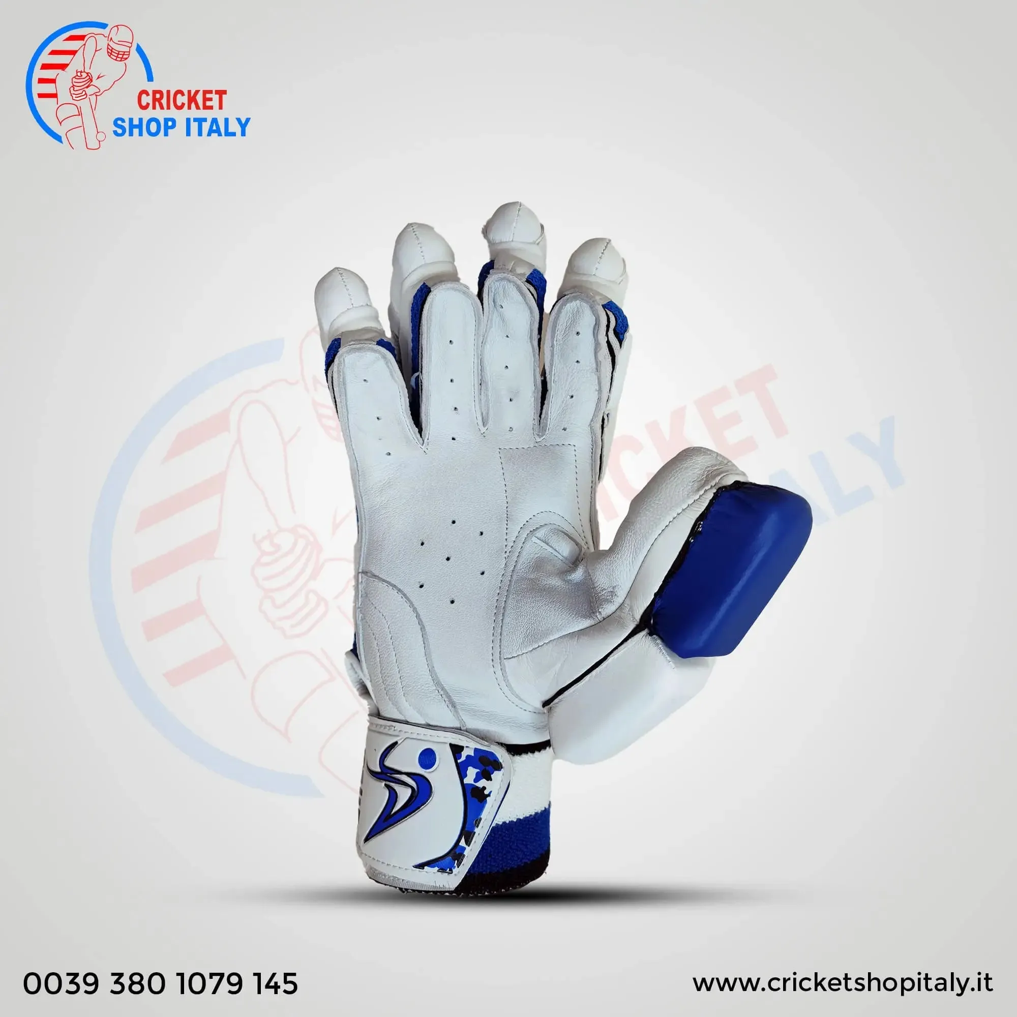 DS D 1.0 White/Blu Batting Gloves Adult