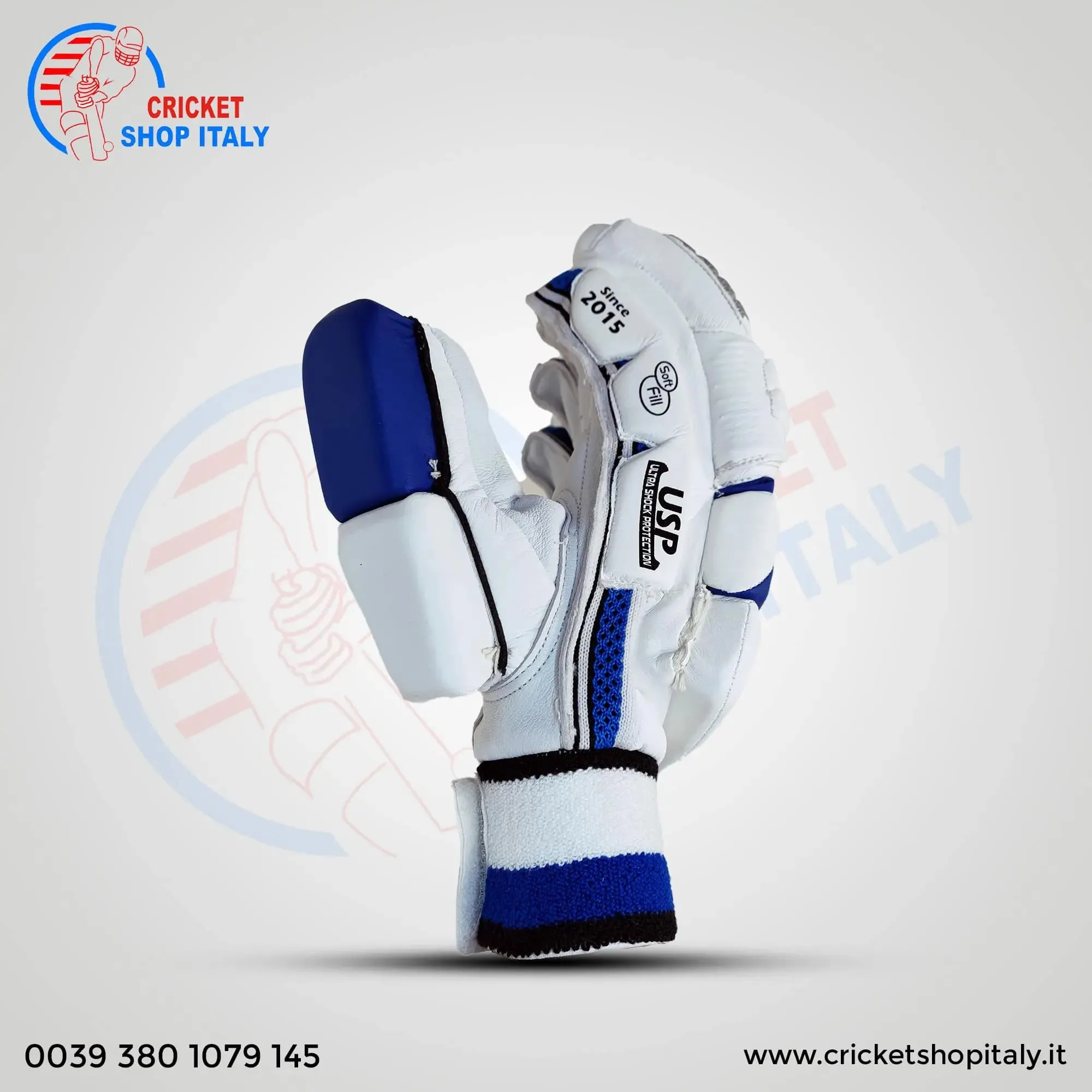 DS D 1.0 White/Blu Batting Gloves Adult