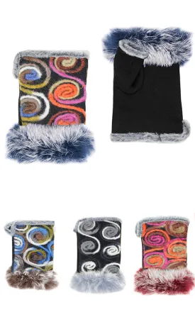 LOG144/GOV0150 Embroidery Colorful Stitching Fingerless Gloves (12prs Pack)