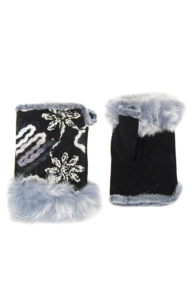 LOG146/GOV0151 Flower Embroidery Colorful Stitching Fingerless Gloves (12prs Pack)