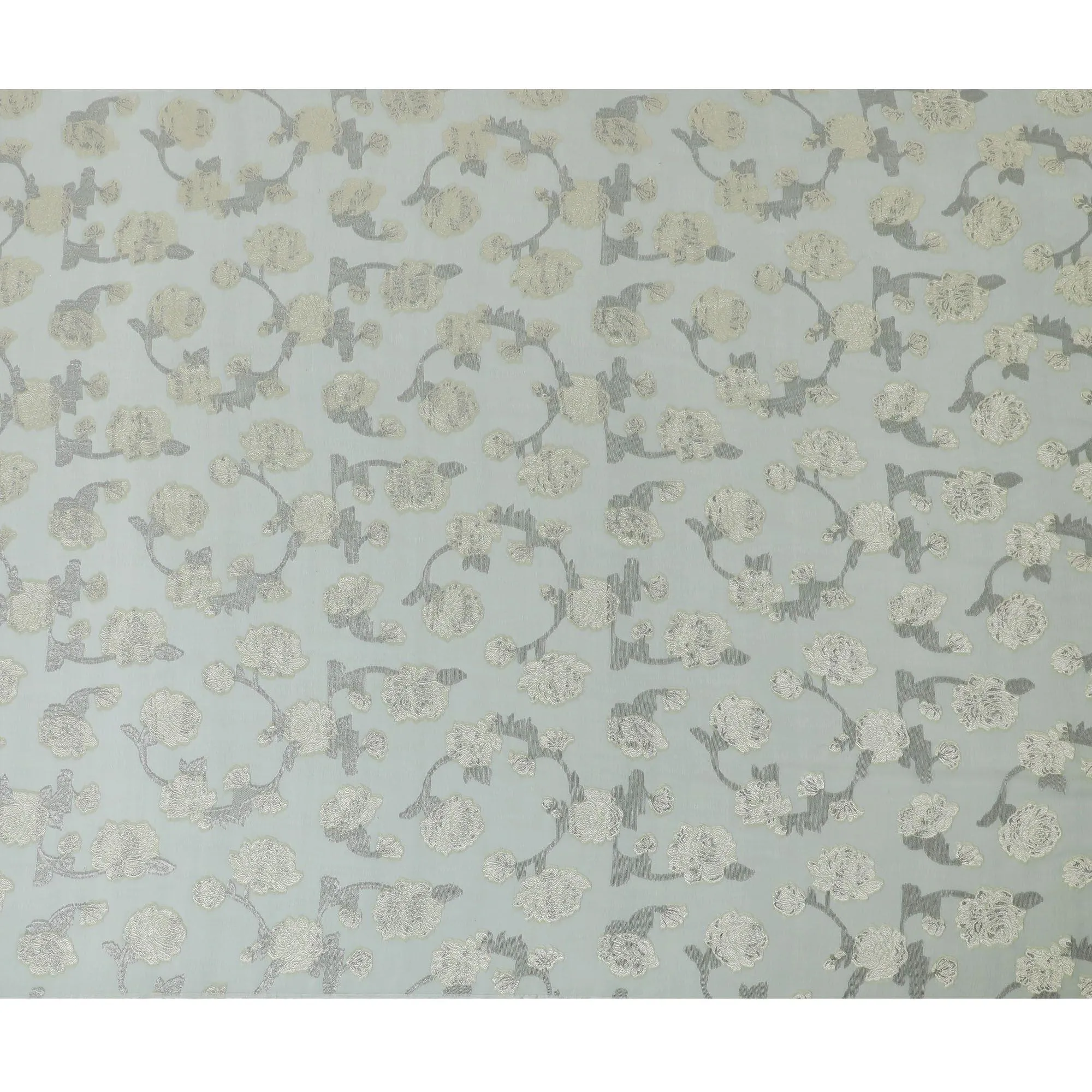 Moss green Premium pure French (Fransawi) silk chiffon fabric with same tone viscose having black metallic lurex in floral design-D15631