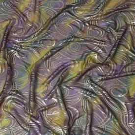 Multicolor premium pure silk chiffon fabric with gold metallic lurex in abstract design-D14080