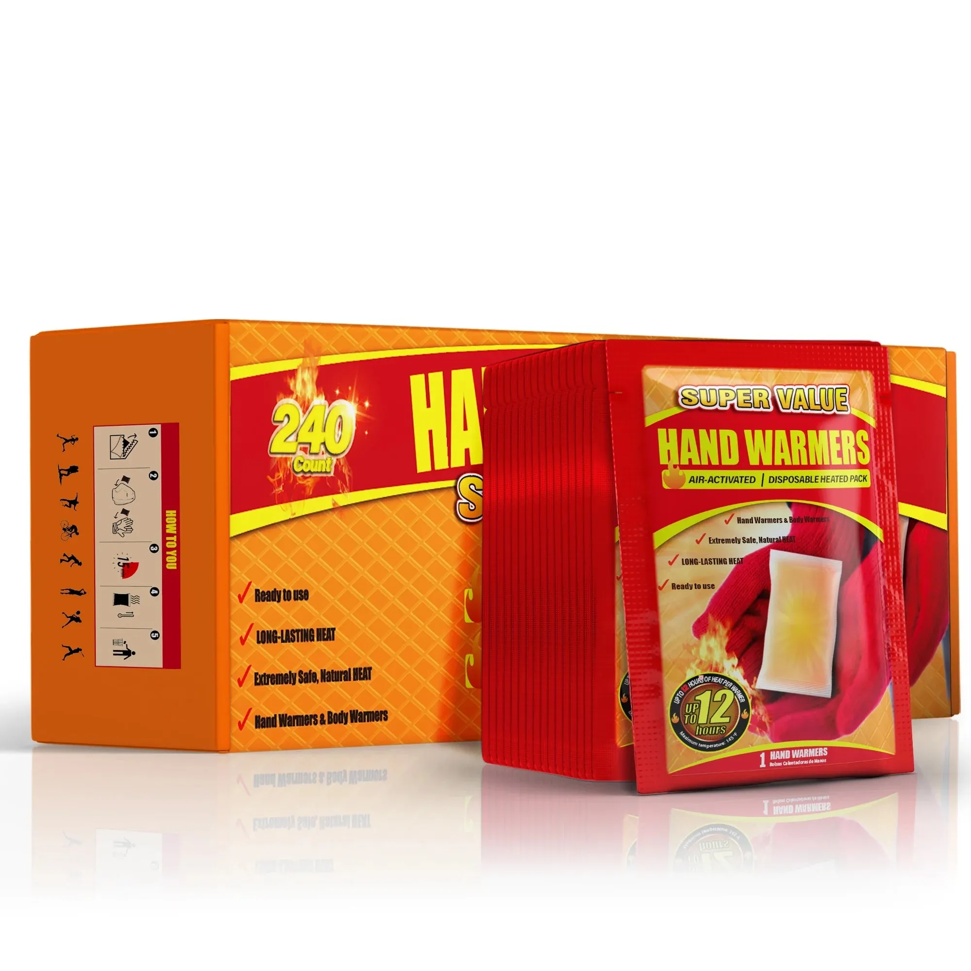 NFTIGB Hand Warmers Disposable 240 Pack, Long Lasting Safe Air Activated, up to 12 Hours of Heating
