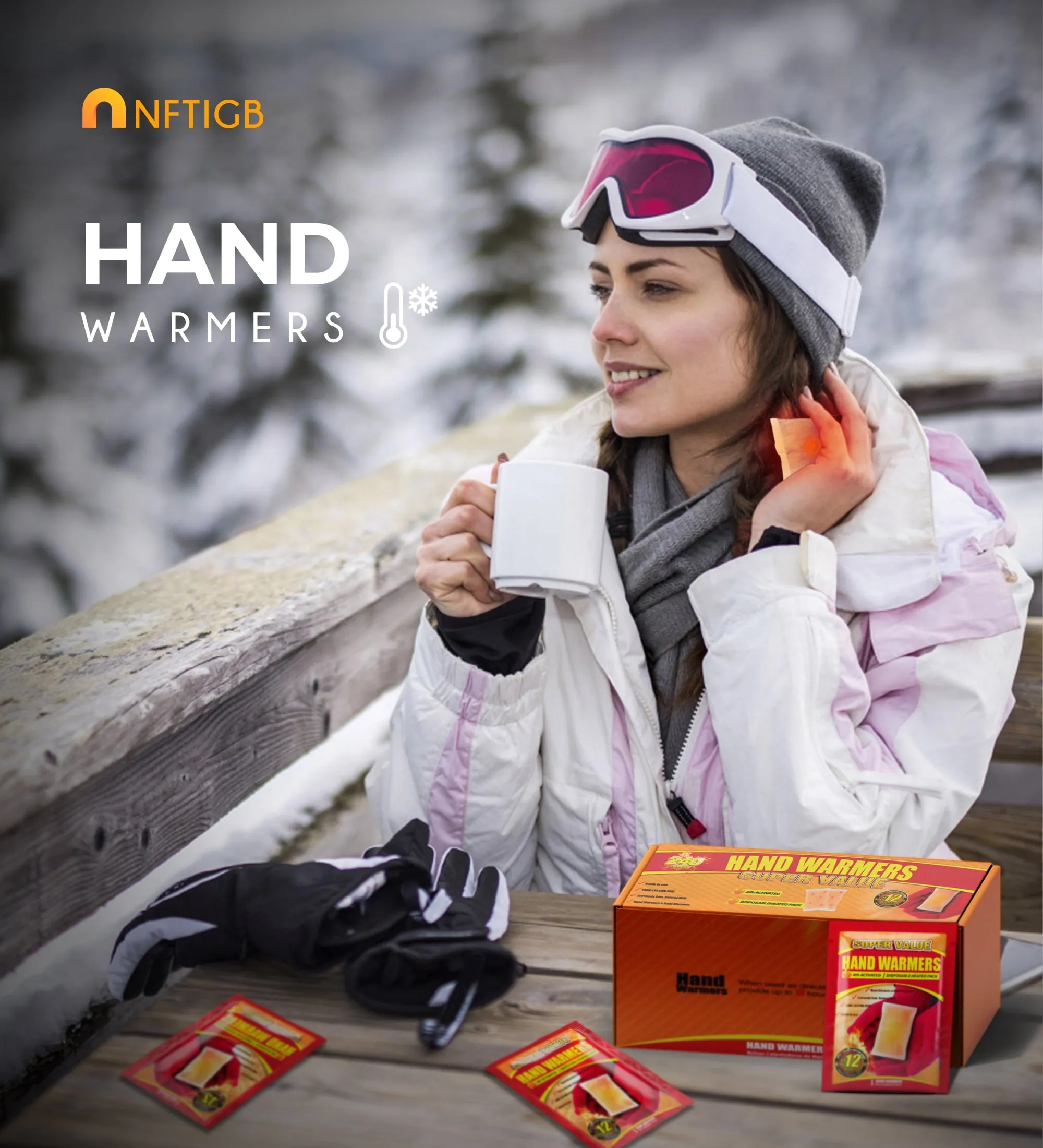 NFTIGB Hand Warmers Disposable 240 Pack, Long Lasting Safe Air Activated, up to 12 Hours of Heating