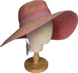Pink Rafia Wide Brim Hat One Size