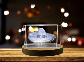 Sombrero Hat 3D Engraved Crystal - Capture the Spirit of the Mexican Fiesta