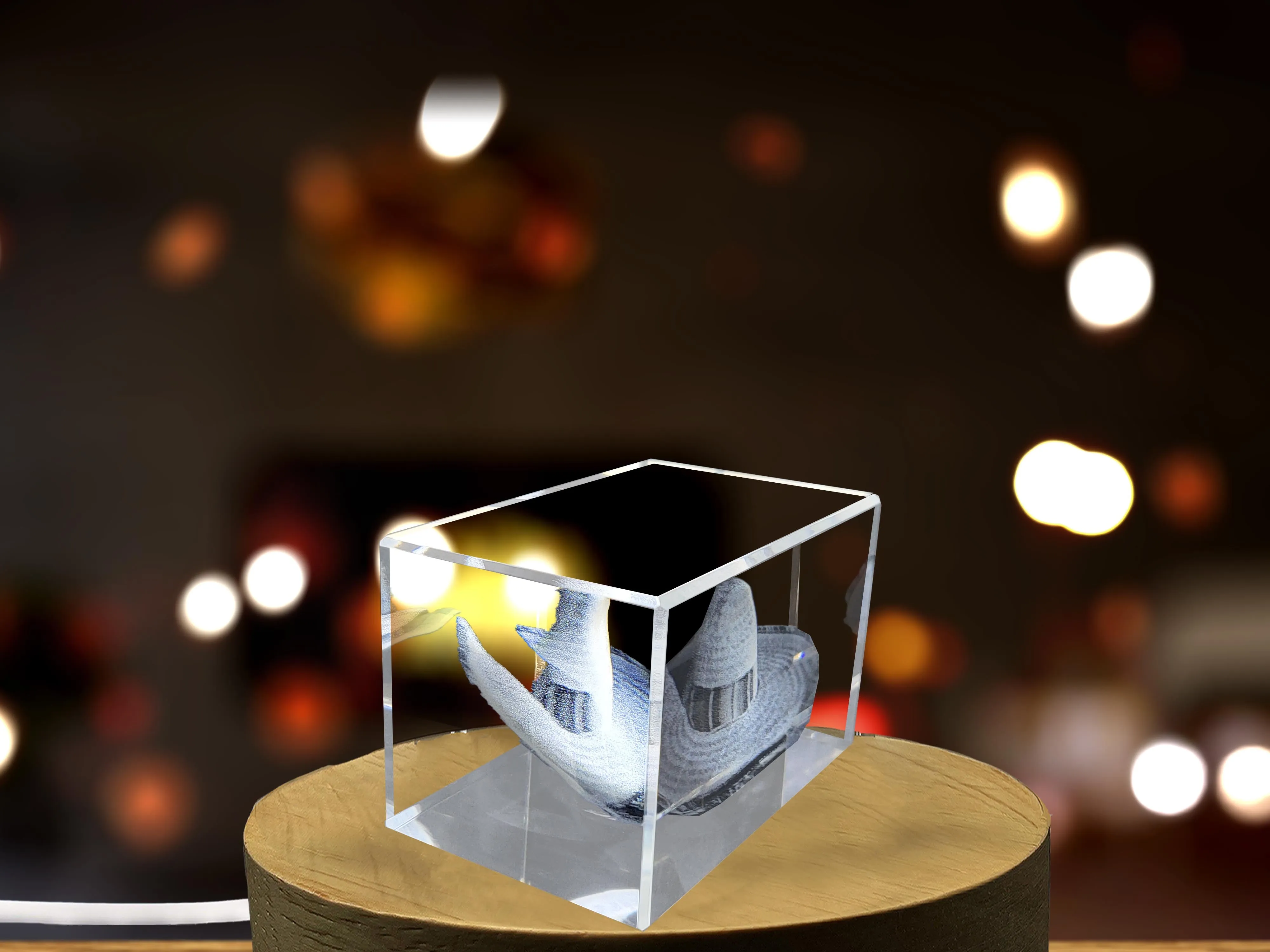 Sombrero Hat 3D Engraved Crystal - Capture the Spirit of the Mexican Fiesta