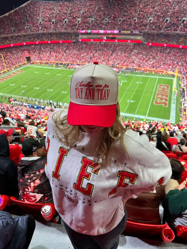 Sundays Are For Tay   Trav - Red Vintage Trucker Hat